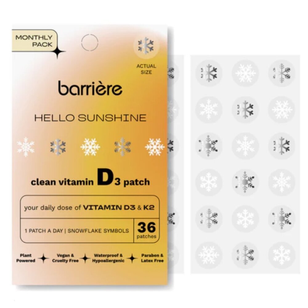 NWT Barriere Hello Sunshine Vitamin D3 + K2 Patch 36-Pack - Snowflake